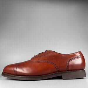 Allen Edmonds Comfort Orthotic Mens 13 D Brown Leather Oxford Cap Toe Dress Shoe